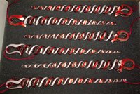 Red, White and Clear Icicle Christmas Ornament set of 6