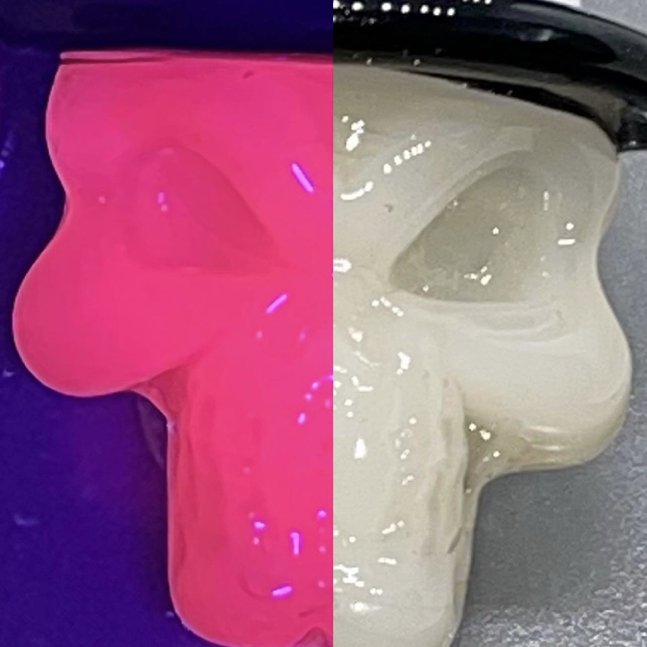 Pink UV reactive Skull pendant with Top Hat 