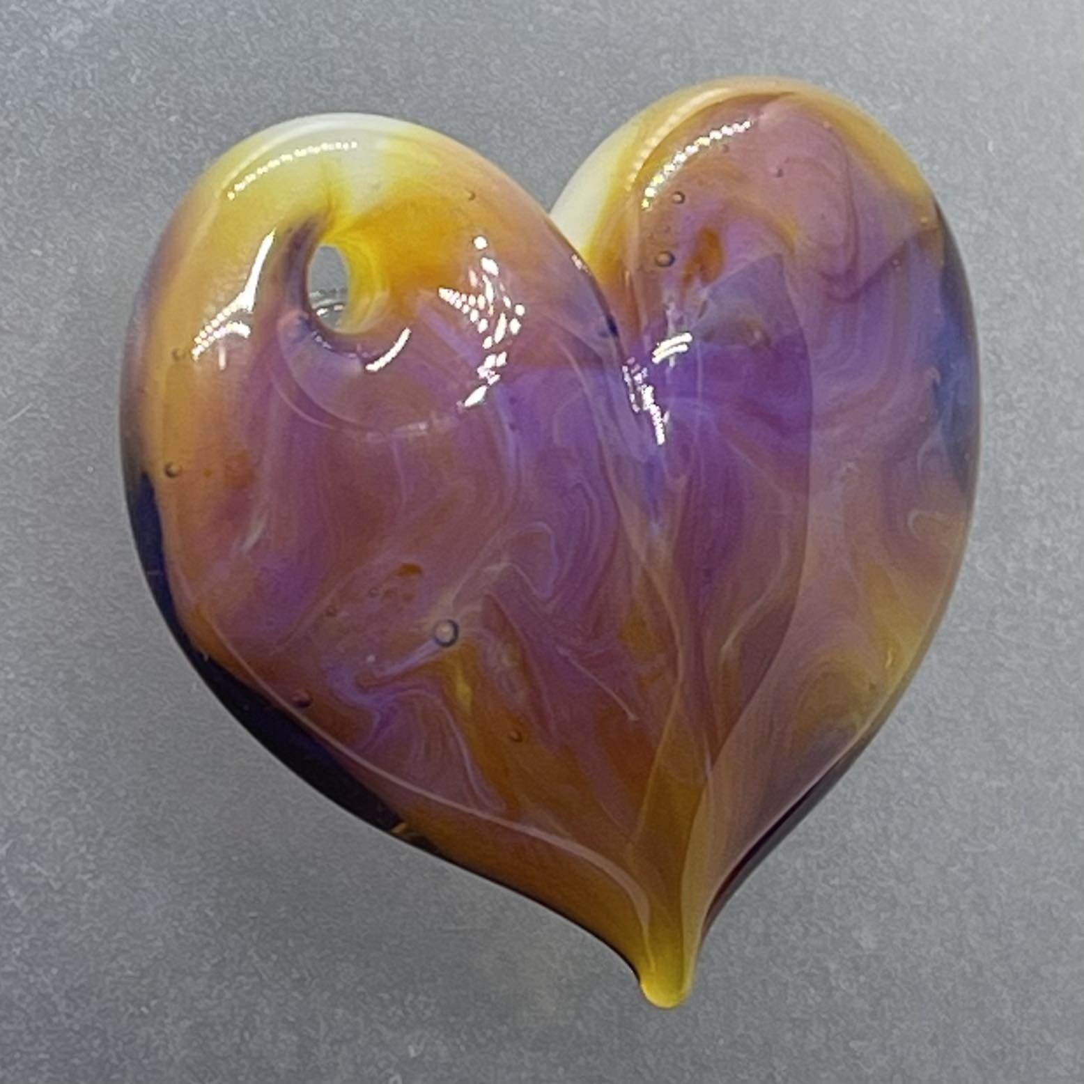 Heart Pendant Orange, Pink & Purple